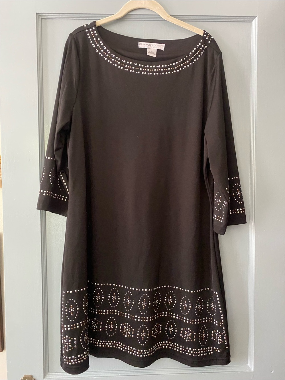 Cruisewear & Company Black Stud-Embellished A-Line Dress